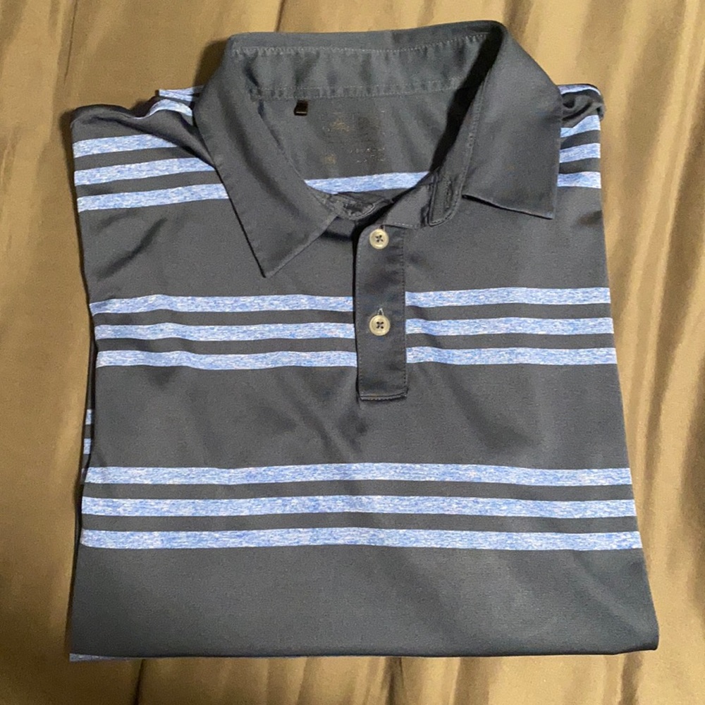 Adidas Blue and Navy Short Sleeve Polo
